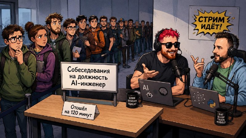 Как нанимать AI-инженеров?Как стать тем самым AI-инженером, который пройдёт отбор?И ещё целая пачка вопросов, которые возникают, когда хочешь устроиться работать по профессии, появившейся в массовом найме сравнительно недавно.Разобраться с вопросами нам поможет Алексей Остриков, который провёл уже около 200 собеседований на AI-позиции в качестве нанимающего менеджера.Да-да, вы всё правильно поняли. Это анонс нового стрима!Который состоится в субботу, 20 июня в 14:00 по Московскому времени (GMT +3).Стрим пройдёт на моём YouTube-канале (представляете? Там кнопку "подписаться" сделали!)Добавить событие в свой Google-календарь можно по ссылке.В комментариях к этому посту оставляйте вопросы, на которые мы обязательно ответим на стриме.